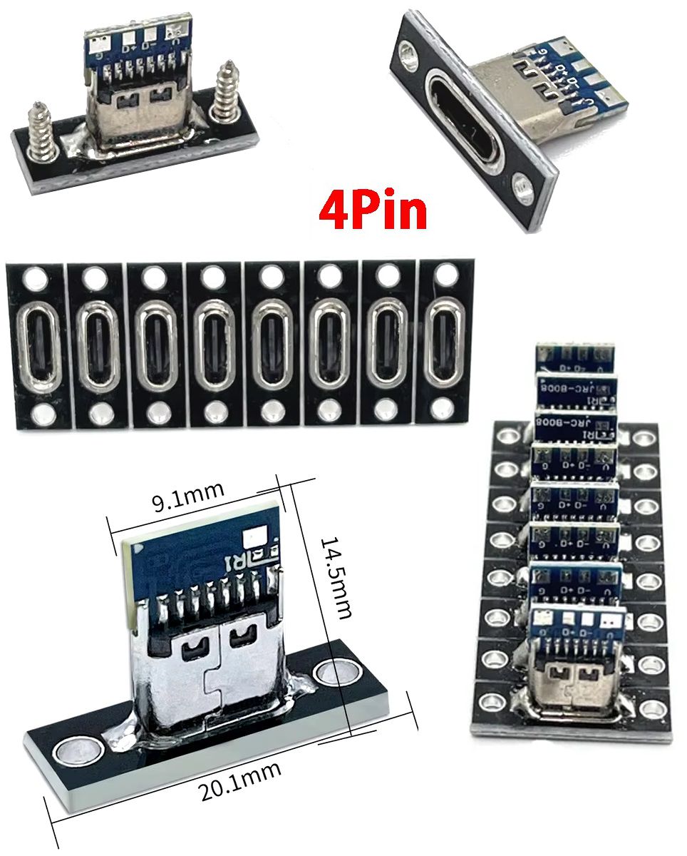 Conector USB C de panel 4pin
